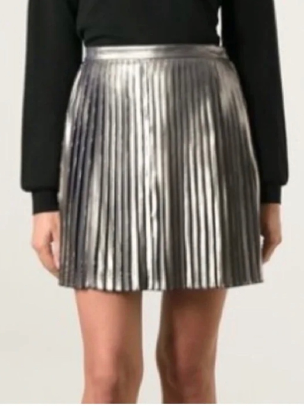 Tory Burch Audra Metallic Pleated Mini Skirt, Size 2 EUC